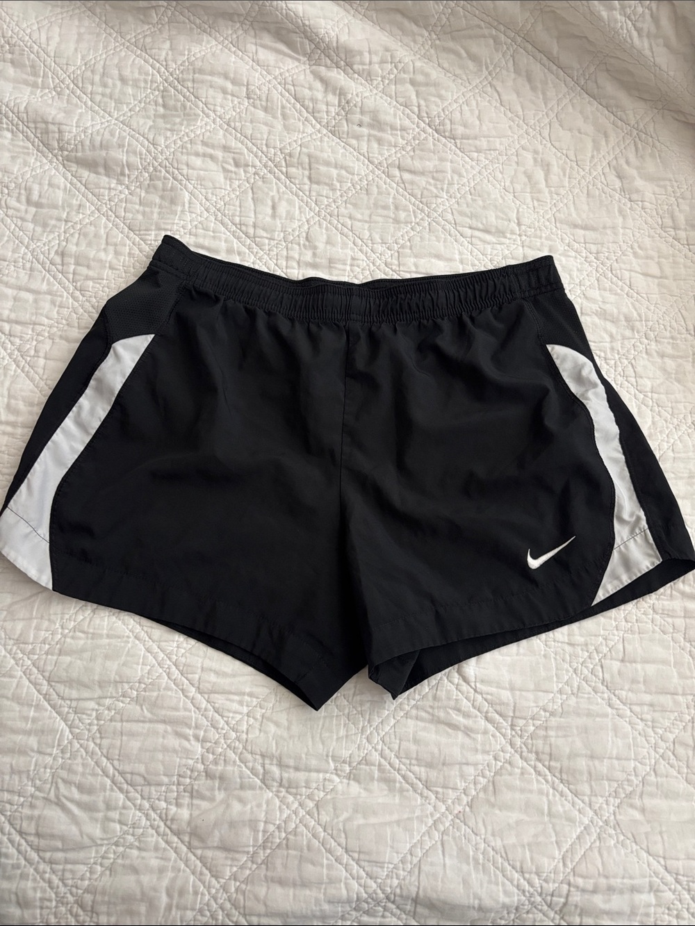 Nike Dri-FIT Running Shorts Black White Side Panel Women's Medium